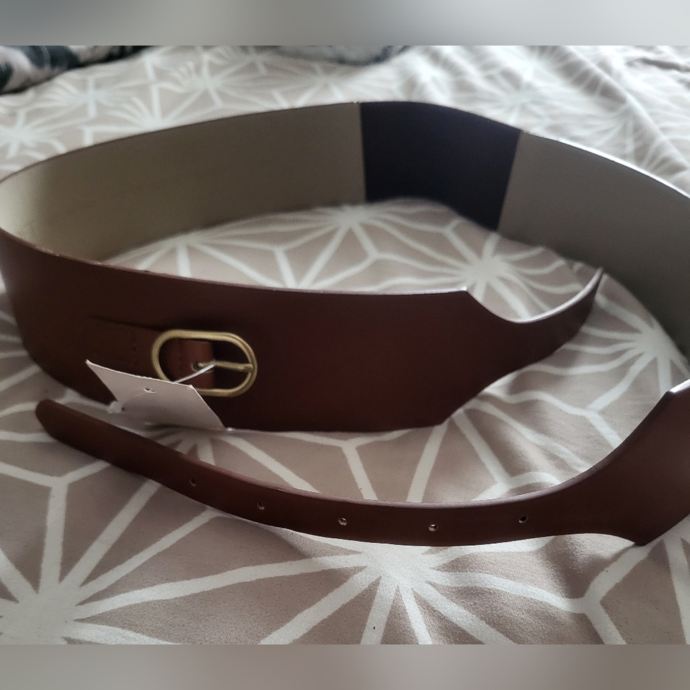 LOFT Tan Belt with Gold Buckle - Picture 2 of 6